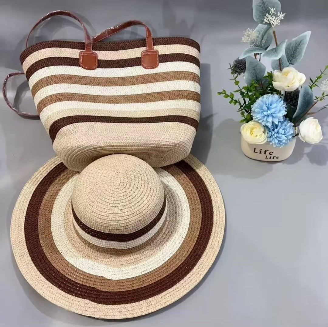 Summer straw wooven bag and hat