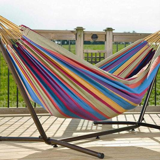 Double Cotton Hammock with Metal Stand Combo