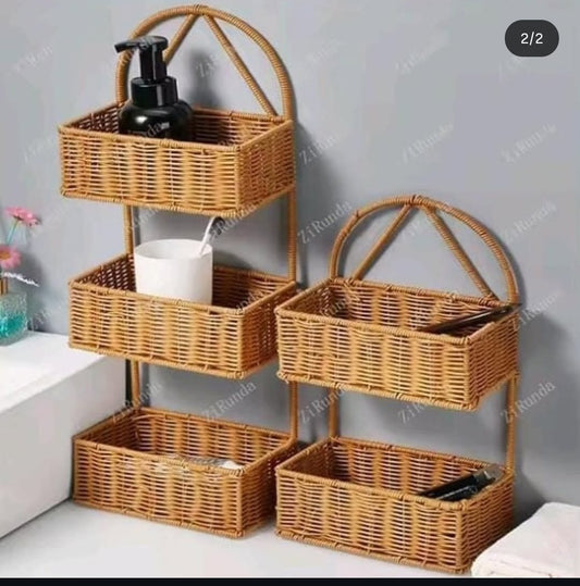 3 layer rattan shower caddy
