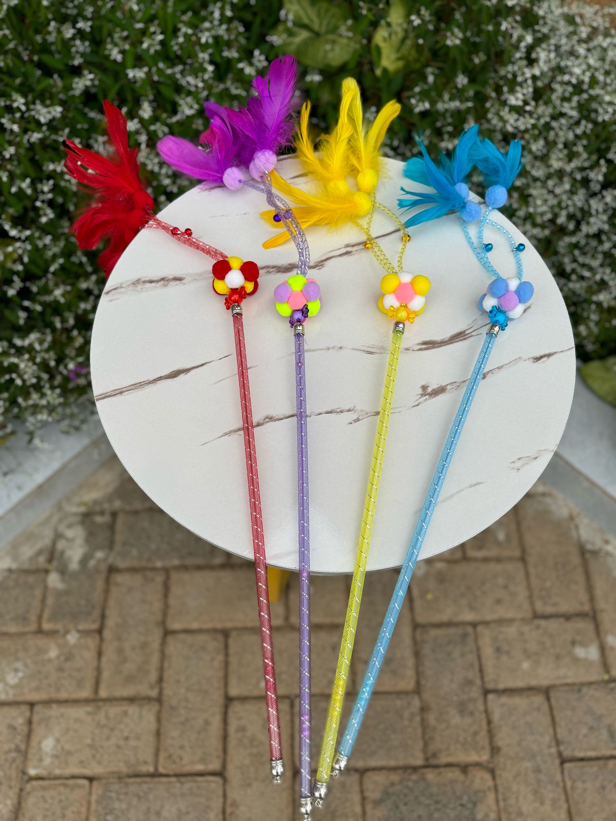 Rainbow Feather Teaser Wand Cat Toy