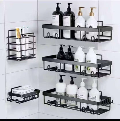 5-piece set of black bathroom organizers